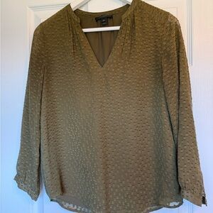 J. Crew Olive Green Clip Dot Silk Blouse